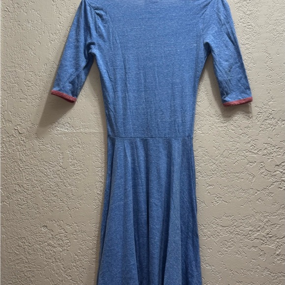 LuLaRoe Nicole Dress XXS Blue Heather Coral Trim - Picture 3 of 8